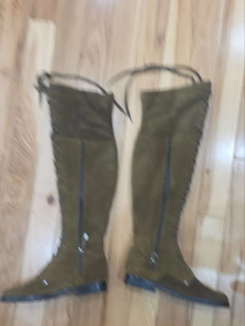 Olive Green Lace-Up Over-the-Knee Suede Boots - Women Via Spiga